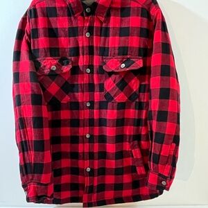 Northwest Territory size L Red and Black Plaid Lined Button-Up Shirt